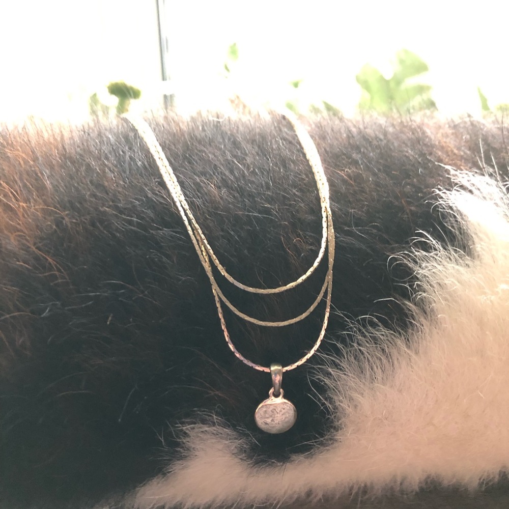 Vintage 90s gold plated triple strand chain pendant necklace